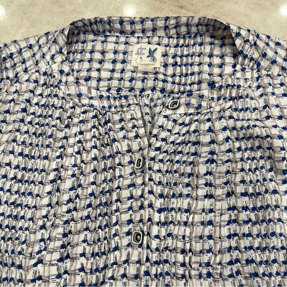 Edme & Esyllte for Anthropologie Navy Gingham Pintucked Blouse – Size 6 - Picture 6 of 10